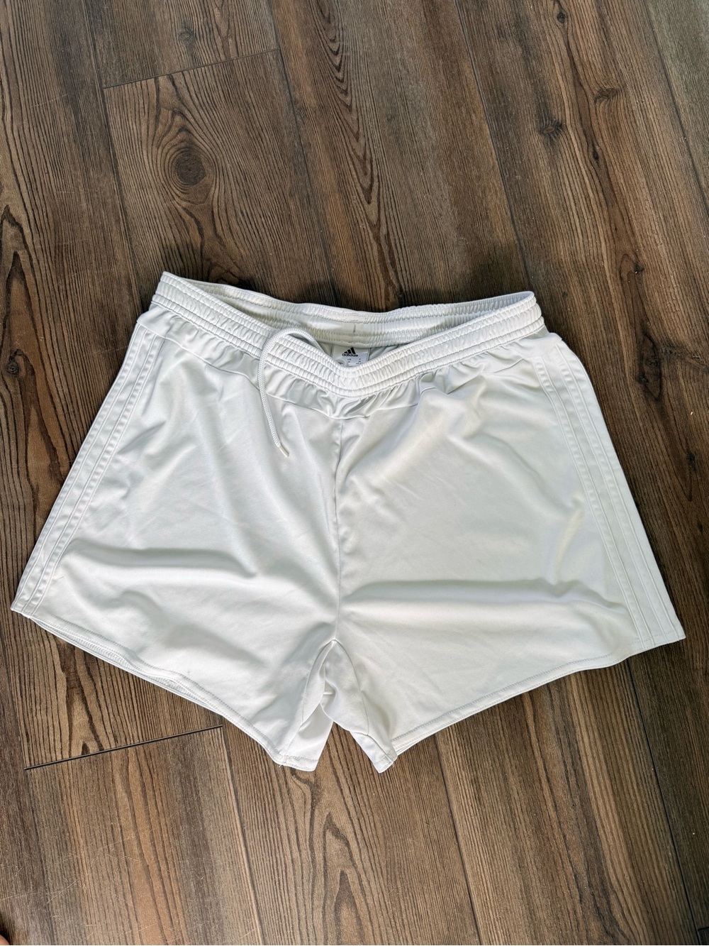 adidas White Drawstring Athletic Shorts
